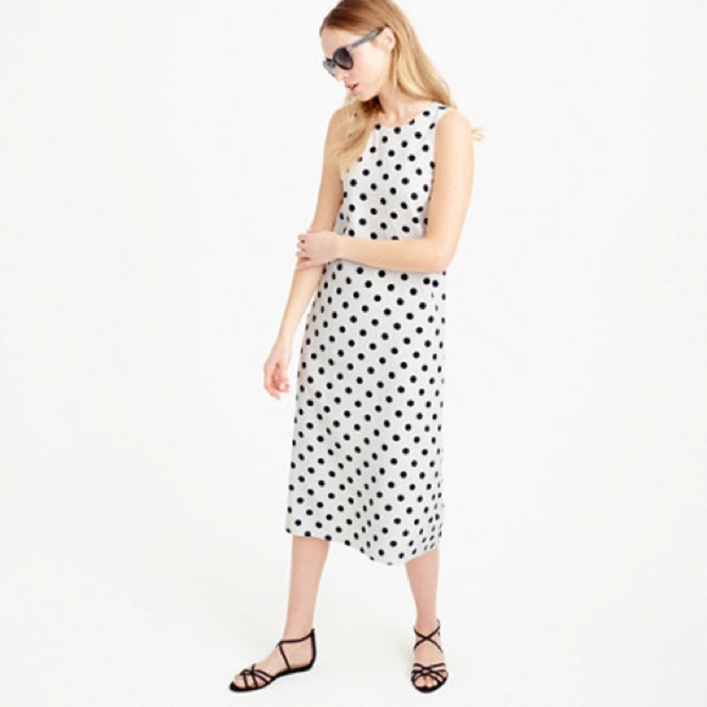 J. Crew Polka Dot Black and White Summer Midi Dress